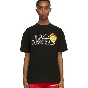 Palm angels black smiley edition burning t shirt